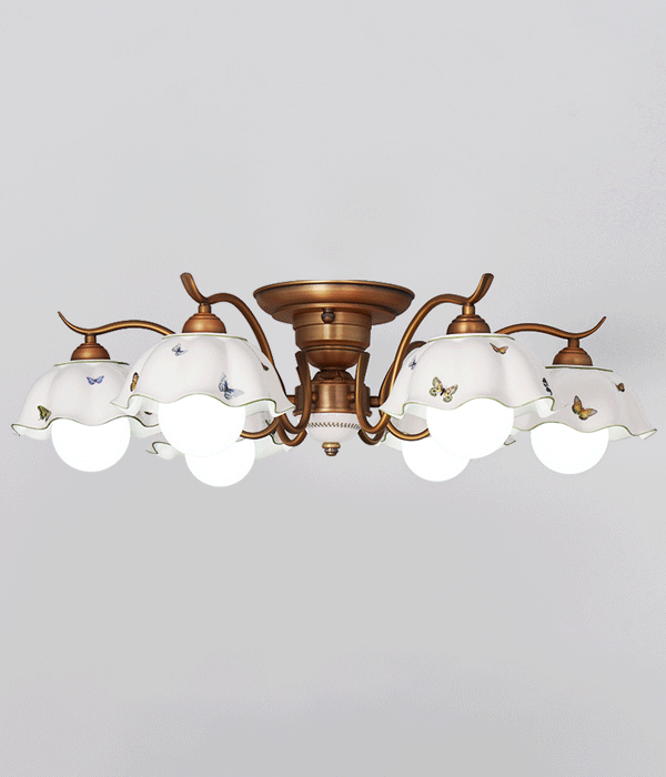 버터린 6등 도자기직부등 펜던트전등 식탁등